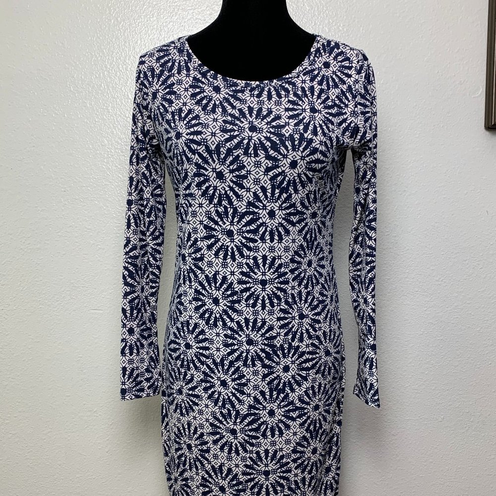 Lularoe Debbie Blue And White Floral Dress